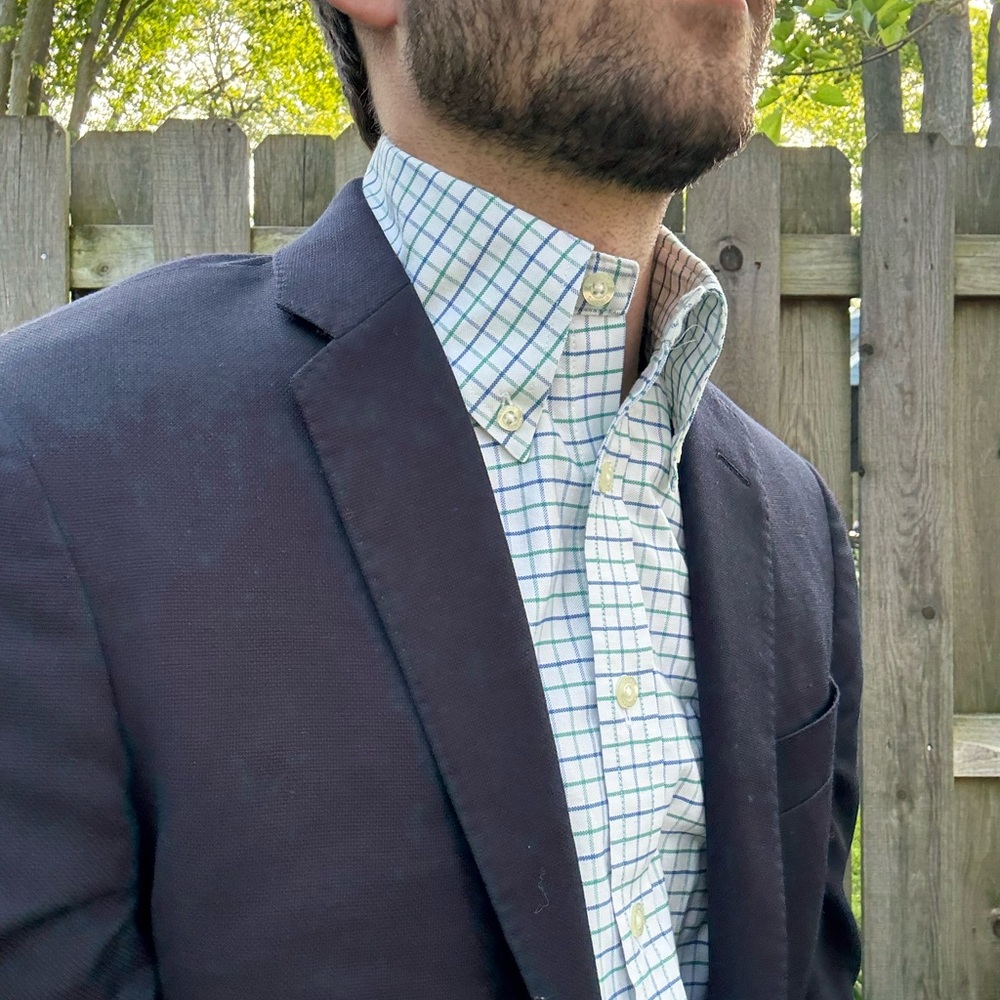 Brooks Brothers Men's Checkered Shirt - White, Green, and Blue - Picture 3 of 4